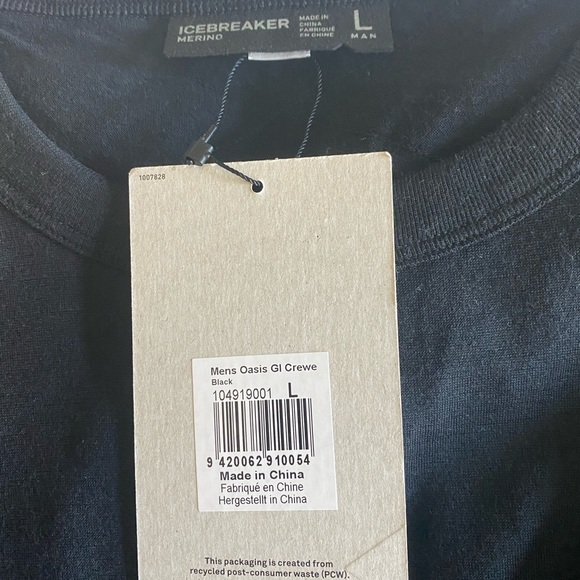 Icebreaker Mens Oasis GI Crewe Large NWT black - Picture 3 of 3